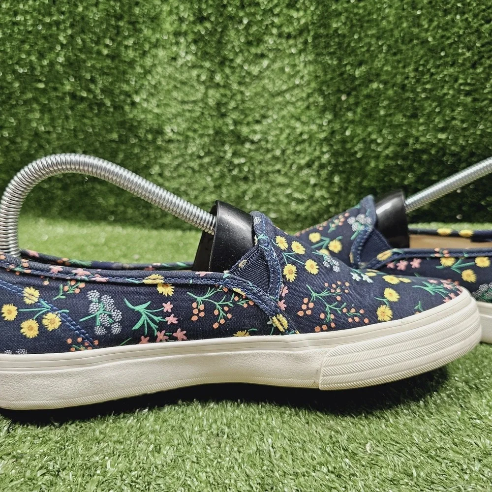 Keds x Rifle Paper Co Navy Floral Canvas Slip On Casual Sneakers Womens Size 8